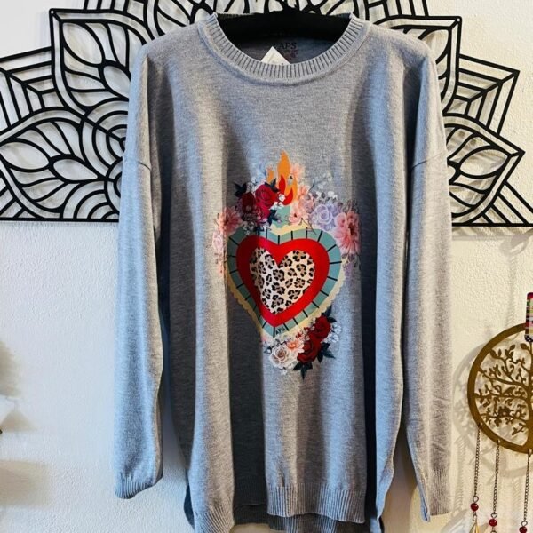 Sweater Amapola Corazón fuego