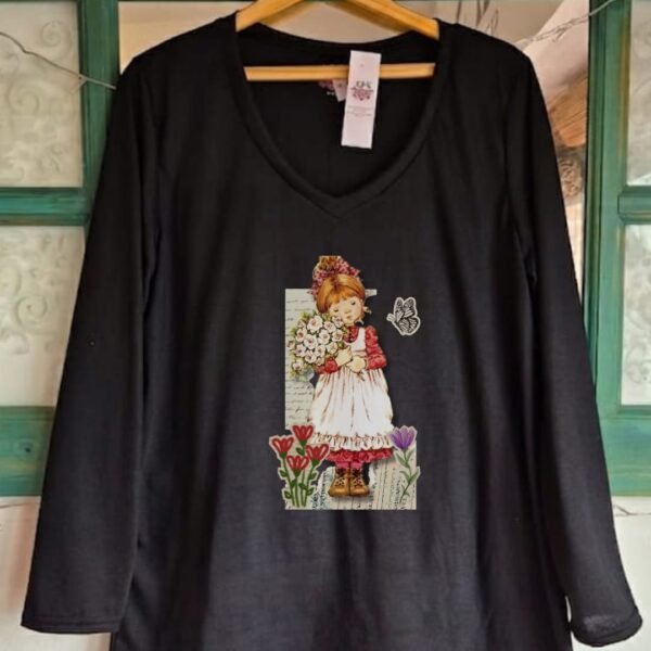 Remera SARAH K FLORES AMARILLAS (m/l). By APS (dtf)